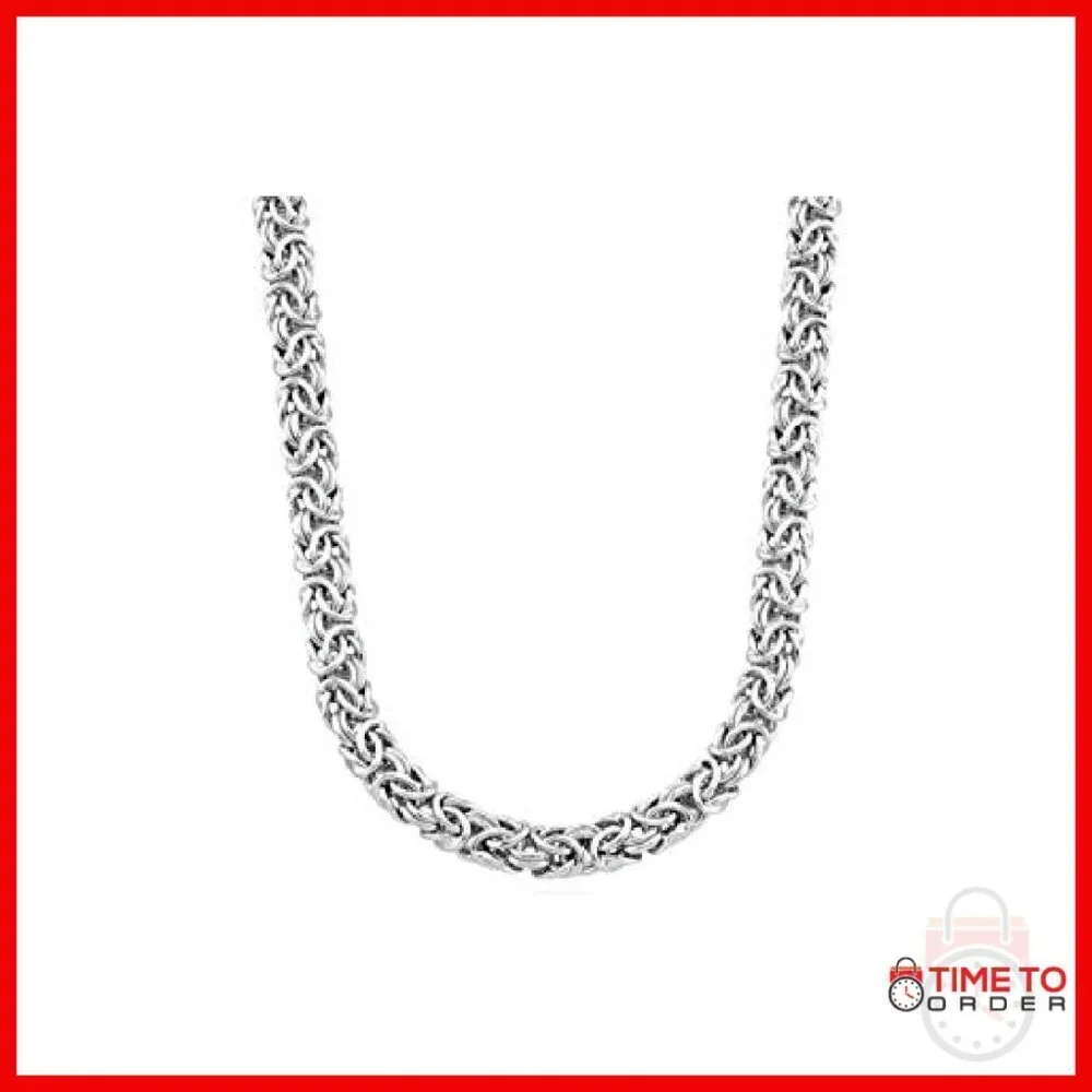 Sterling Silver Byzantine Chain Necklace 18 Inch Handmade Italy